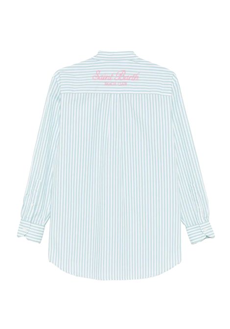 Camicia MC2 Saint Barth Brigitte donna BRIGITTE03865H Verde righe bianche colletto a punta spalle scese ricamo MC2 SAINT BARTH | Camicie | BRIGITTE03865H53